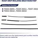 Roof Drip Molding Weatherstrip Fit for Toyota 4Runner 2003-2009 Replace# 75533-35041/75534-35011/75557-35010/75553-35010/75554-35010