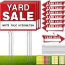14pcs Yard Sale Signs, 17" x 13", Double Sided with Metal Stake, Pricing Stickers, Directional Arrows & Neon Stickers, Garage Sale Supplies