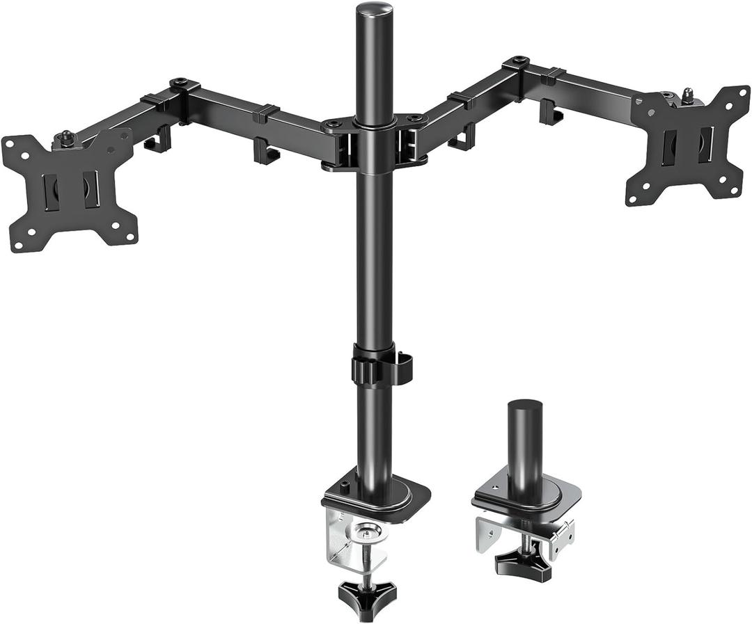 MOUNT PRO Dual Monitor Mount, Height Adjustable Monitor Arm Stand fits 13 to 27 inch LCD Computer Screen, Monitor Mount Desk Stand for 2 Monitors, VESA Mount 75x75/100x100mm, Each Holds Up to 17.6lbs