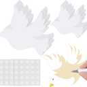 Harloon 100 Pcs Dove Pigeon Paper Cutouts 5.5'' 3.5'' Pentecost White Dove Bulletin Board Classroom Decorations Accents Cut Outs DIY Crafts with 100 Pcs Glue Point for School Party