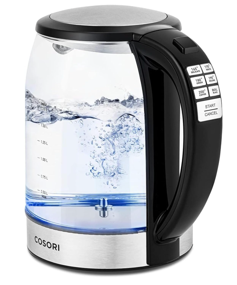 COSORI Electric Kettle Temperature Control with 6 Presets, 60min Keep Warm 1.7L Electric Tea Kettle & Hot Water Boiler, 304 Stainless Steel Filter, AutoOff & BoilDry Protection, BPA Free, Black