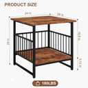 EazeHome End Table 24" for Living Room, Large Square Side Table with 2-Tier Storage, Rustic Brown Tall Industrial Night Stand for Bedroom, Rustic Brown