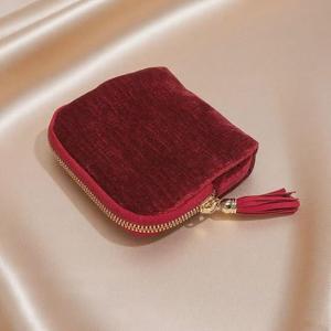 TXTIGER Small Travel Jewelry Case, Velvet Jewelry Pouch With Tassel Zippers, Organizer for Earrings, Necklaces and Rings, AntiScratch Portable Storage for Men & Women  Burgundy Red