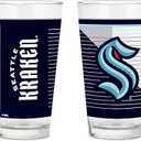 Rico Industries NHL Hockey Seattle Kraken 16 oz Pint Glasses with Digitally Printed Logo, Set of 2 Classic Drinking Glasses, for Fans, Dishwasher Safe