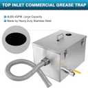 IRONWALLS 8LBS Top Inlet Commercial Grease Interceptor, Stainless Steel Grease Trap 4 Gallon, Under Sink Grease Trap Waste Water Oil-water Separator for Restaurant, Cafe, Canteen, Factory, Kitchen