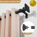 Black Curtain Rod-EUPLAR 1 Inch Long Curtain Rod with Decorative Square Finials, 72-144 Inch Adjustable Window Curtain Rods for Living Room,Kitchen