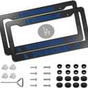 2Pack Carbon Fiber License Plate Frames for Dodgers, Black Aluminum Front & Rear Car Tag Holder Cover, Heavy Duty License Plate Bracket Car Accessories