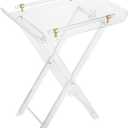 Clear Acrylic Folding Side Table with Handle Small Lucite End Table for Living Room, Bedroom, Coffee, Snacks, Modern X Leg, 19x13x23 High inches, 1-Tier-B