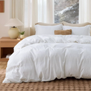 Bedsure Duvet Cover Oversized Queen Size - Soft Double Brushed Bedding Set for Kids & Adults, Zipper Closure, 3 Pieces, Includes 1 Duvet Cover (98"x98") & 2 Pillow Shams, NO Comforter, White