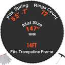 VEVOR Replacement Trampoline Mat, Jumping Mat Fits 12/13/14/15 ft Frame, Universal Jumping Round Trampoline, UV-Resistant Mat with Spring Tool & 72/80/92 V-Rings, Fit 5.5"/6.5"/7" Spring Length