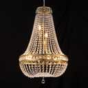 Wellmet Crystal Chandelier Light, 8 Lights French Empire Chandeliers Lighting Ceiling Fixture Hanging Pendant for Dining Living Room Foyer Kitchen Bedroom Entryway, 20''W (Brass, 20)