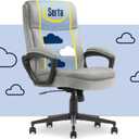 Serta Comfort Ergo Executive Office Chair, Ergonomic Mid-Back Design with Lumbar Support, Semi-Plush Double-Layer Seat Cushion, Padded Armrests, Swivel Metal Base, Soft Velvet, Gray