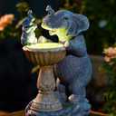 Nacome Solar Elephant Birdbath Garden Statues for Decor: Outdoor Sculpture for Outside Ornament Yard Art Lawn Porch Patio Balcony - Birthday Gifts Choice for Women Mom Grandma Lover
