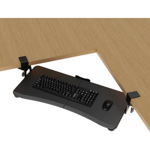 suptek Keyboard Tray Under Desk Pull Out with Adjustable 45 C Clamp for L Shaped Desk, Computer Keyboard & Mouse Tray, 25.6 (30 Including Clamps) x 11.8 inch, Black, DSF1R