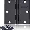 8 Pack Black Door Hinges, 3.5 x 3.5 Inch Black Hinges for Interior Doors 3 1/2 Inch Hinges for Residential Doors, Square Corners Interior Door Hinges for Standard Flat/Bedroom