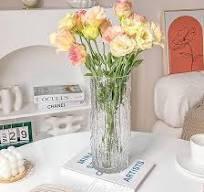 ROYUEXT Glass Vase,Clear Glass Cylinder Posy,12inch Tall Crystal Flower Vase for Flowers Floral Arrangement for Centerpieces Living Room Entryway Mantle Wedding Office(H:12" D:4"