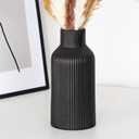 Ceramic Vase, Pampas Grass Small Vase for Decor, Dining Table, Shelf Decor, Mantel, Entry Decor and Centerpieces, Minimalist Modern, Bohemian, Suitable for Any Style (Black, M) (Medium)