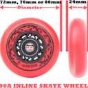 Inline Skate Wheels Outdoor Asphalt Formula Aggressive Roller Blades Wheels 90a Roller Hockey Replacement Wheels with Bearings ABEC-9 and Floating Spacers, 4-Pack