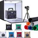 Light Box Photography 24"x24" with 120LED Lights and 6 Color Backdrops Photo Box with Lights, Foldable Light Box with Adjustable Brightness, 6000-6500K Dimmable Portable Picture Box Shooting