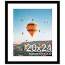 JCJMY 20x24 Picture Frame with 16x20 Mat, Display Photo 16x20 with Mat or 20 x 24 Without Mat, Wall Hanging Large 20 by 24 Poster Frame with Plexiglass, Black