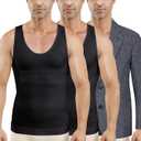 MEETWEE 1/3/5 PC Men's Compression Shirt Sport Body Shaper Slimming Undershirt Tummy Tank Top Workout Gym Shapewear, XL