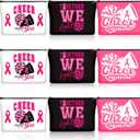 Reginary 9 Pcs Pink Ribbon Breast Cancer Awareness Cheer Makeup Bags for Cheerleader Cosmetic Bags Cheerleading Canvas Toiletry Pouch Bag Cheerleading Gifts for Girl Women Teammates Party Favors
