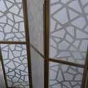 Roundhill Furniture Giyano 4 Panel Screen Room Divider, Gold