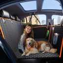 Back Seat Extender for Dogs - Large Space, Waterproof Dog Car Seat Cover for Back Seat with Hard Bottom Holds 420lbs, Upgraded Material Waterproof Pet Car Bed Dog Hammock for Car, SUV,Truck