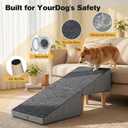 2-in-1 Folding Dog Ramp & Stairs for Small Dogs and Cats Split Ottoman for Couch/Bed, with Removable Washable Anti-Slip Mat & Cleaning Brush, Light Grey
