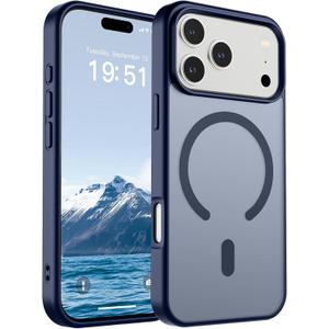 SUPFINE Magnetic for iPhone 17 Pro Case (Compatible with MagSafe)(Military Grade Drop Protection) Translucent Matte Shockproof with Anti-Fingerprint Phone Cover 2025,Navy Blue