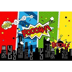 Yeele 10x8ft Cartoon Comic City Super Hero Photography Backdrop Vinyl Humor Abstract Superhero Baby Shower Photo Background For Girl Kid Birthday Party Photo Video Shoot Studio Prop Wallpaper