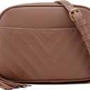 lola mae Quilted Crossbody Bag, Trendy Design Shoulder Purse (Brown 2)