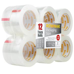 Clear Packing Tape 12 Rolls - Heavy Duty Packaging Tape 2.7mil Thick, 2.0 in. Wide x 110 Yards - Strong Adhesive, Silent, Reliable Package Tape for Home Office Shipping Moving Sealing
