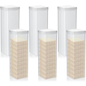 Suclain 6 Pcs Square Cracker Keeper Plastic Saltine Cracker Sleeve Storage Container Tall Spaghetti Baking Soda Container Bread Saver for Airtight Cookie Cereal Fresh Food Holder