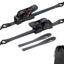 Justech 2 Pack Retractable Ratchet Straps, 1 in x 11.6 ft-1411 lbs Break Strength, Heavy Duty Auto Ratchet Tie Down Straps with Soft Loops & Storage Bag for Motorcycle, Truck, Trailer, Cargo Van, Boat