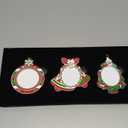 MGparty 3 Pack Christmas Picture Frame Ornaments Xmas Metal Hanging Photo Frame with Pendants 2025 Holiday Keepsake Gifts Christmas Tree Decorations