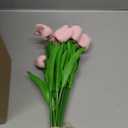 Janinka 100pcs Artificial Tulip Flowers Fake PU Tulips Faux Latex Bouquet Flower Centerpieces Arrangement Floral for Mother Day Wedding Spring Decorations (Light Pink)