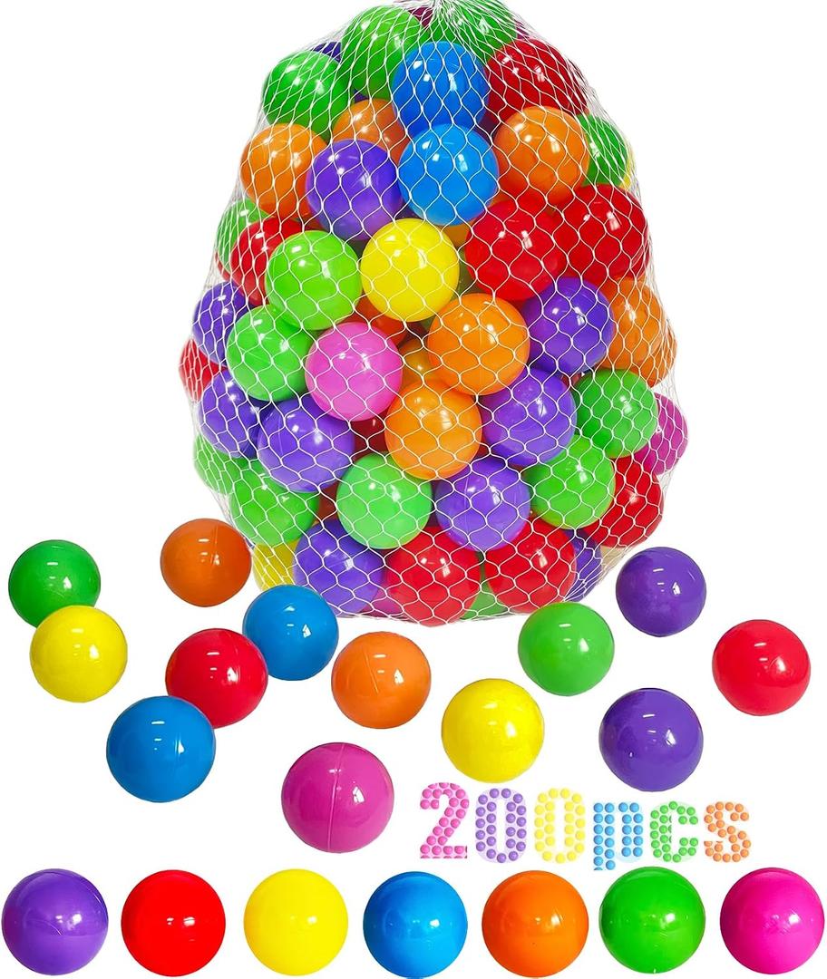 LANGXUN 200 Soft Plastic Ball Pit Balls for Kids, Gift for Baby Toddler Birthday Christmas, Ball Pit Play Tent, Baby Kiddie Pool Water Toys, Party Decoration