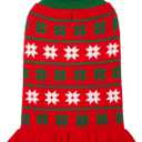 KYEESE Dog Christmas Sweater Knit Dog Sweater for Small Dogs with Snowflake Warm Dogs Clothes Pet Coats Turtleneck Pet Sweater Dress with Leash Hole, Girl Red, X-Large