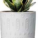 Pot for Plants 6 Inch - Ceramic Planter for Indoor Plants Decorative Plant Pot with Drainage Holes and Saucer Outdoor Flower Pot Modern Succulent Pots for Office Desk Decor White