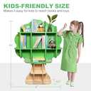 Kids Bookshelf - Wooden Kids Bookcase, Tree Bookshelf for Children and Toddlers, Green Book Shelf for Kids Rooms, Playroom, Bedroom