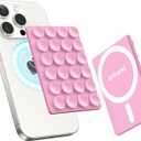 amBand Airplane Travel Essentials Phone Holder, Anti-Slip Magnetic Suction Cup Phone Mount for iPhone Fits Magsafe Attachment, Influencer/Sharer/Content Creator Must Haves for Selfie/Video, Peony Pink