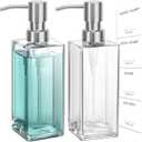 GMISUN Glass Soap Dispenser with Stainless Steel Pump, Clear Hand Soap Dispenser for Bathroom, 12 fl oz/350ml Hand and Dish Soap Dispensers Set for Kitchen, Refillable Liquid Soap and Lotion Bottle