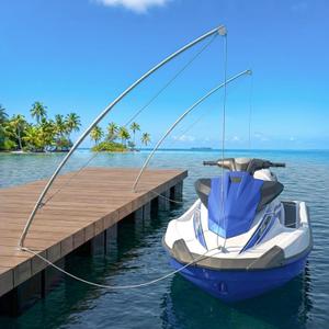 8FT Fiberglass Mooring Whips Pair for Small Boats up to 18FT or 2500 LBS - 316 Stainless Steel Bases, 180 Adjustable, with Nylon Pulleys, Cleats & Marine Ropes, Economy - Up to 18' Or 2,500lb
