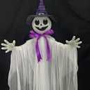 55” Halloween Hanging Animatronics Witch Hat Ghost with LED Lights, Sound Activated, and Shaking Arms - Perfect for Halloween Haunted House Prop Décor, Indoor/Outdoor Display, Lawn, Party
