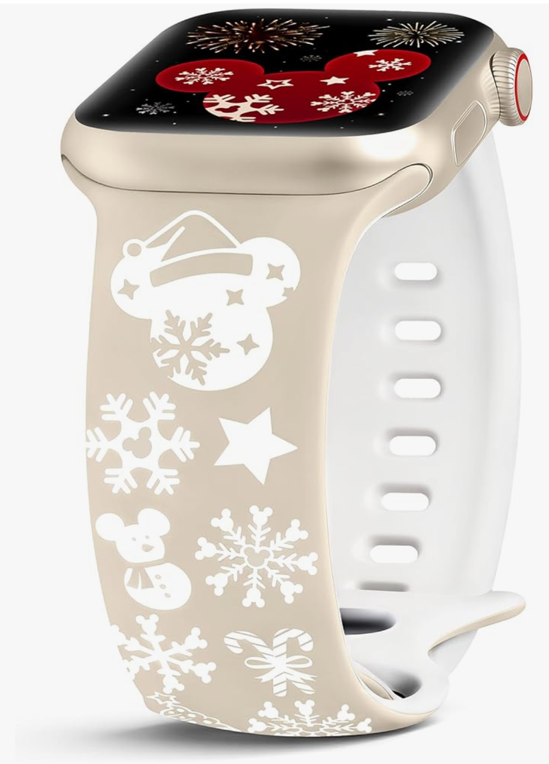 Girovo Christmas Cartoon Band Compatible with Apple Watch Bands for Women 40/38/41/42/44/45/46/49mm, Cute Two-Tone Engraved Soft Silicone Sport Strap for iWatch Series 11 10 9 8 7 6 5 4 SE/Ultra 3 2 1
