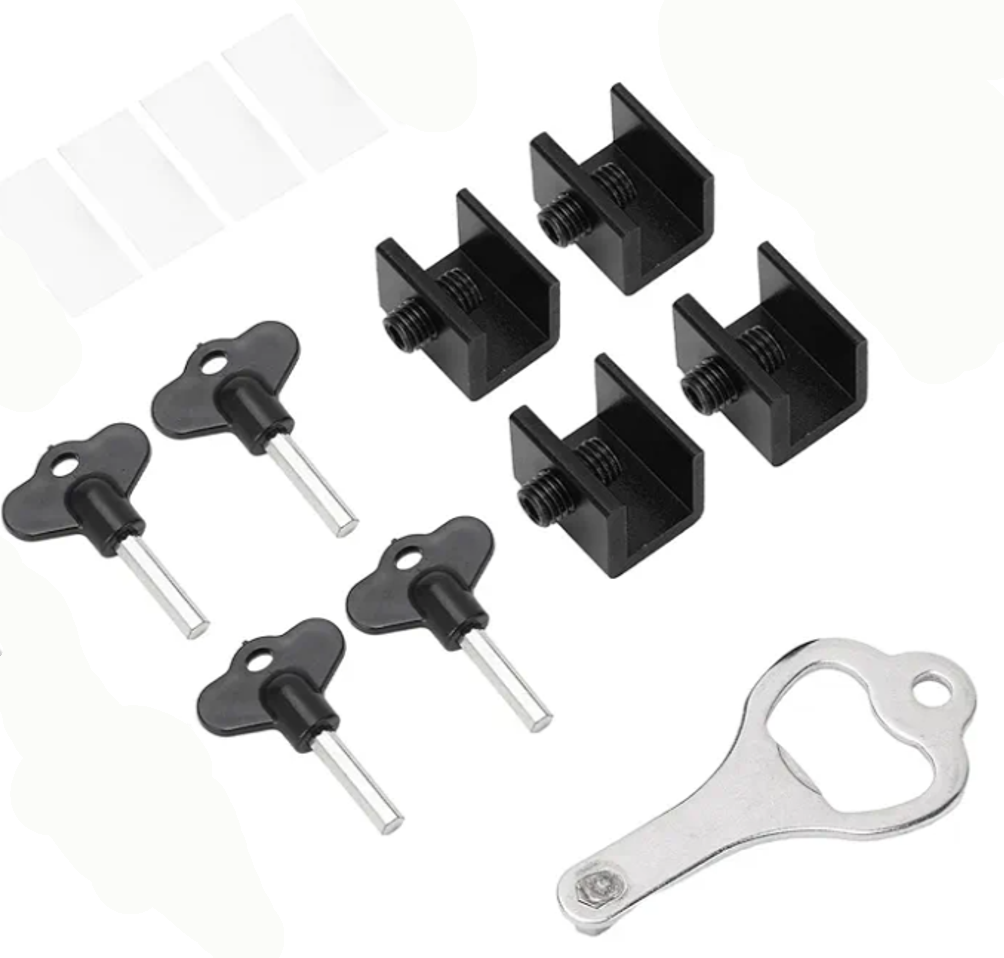 4 Set Sliding Security Window Lock Aluminum Alloy Stable Vertical Horizontal Sliding Door Stopper,with Buffer Pad Key