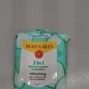 Burts Bees Refreshing Cucumber & Mint Facial Towelettes, 100% Plant Based Cloths; 99% Natural Origin; Removes Makeup and Cleanses; No Need to Rinse