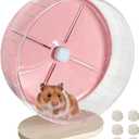 Silent Hamster Wheel,10.2 Inch Quiet Spinner Syrian Hamster Running Wheel,Anti-Skid & Adjustable Stand for Gerbils, Rats, or Other Small Pets,Pink