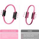 LIONSCOOL Pilates Ring Set  14" Anti-Deformation Magic Circle with Padded Handles, Mini Ball, Resistance Bands, Guide & Bag (Pink)